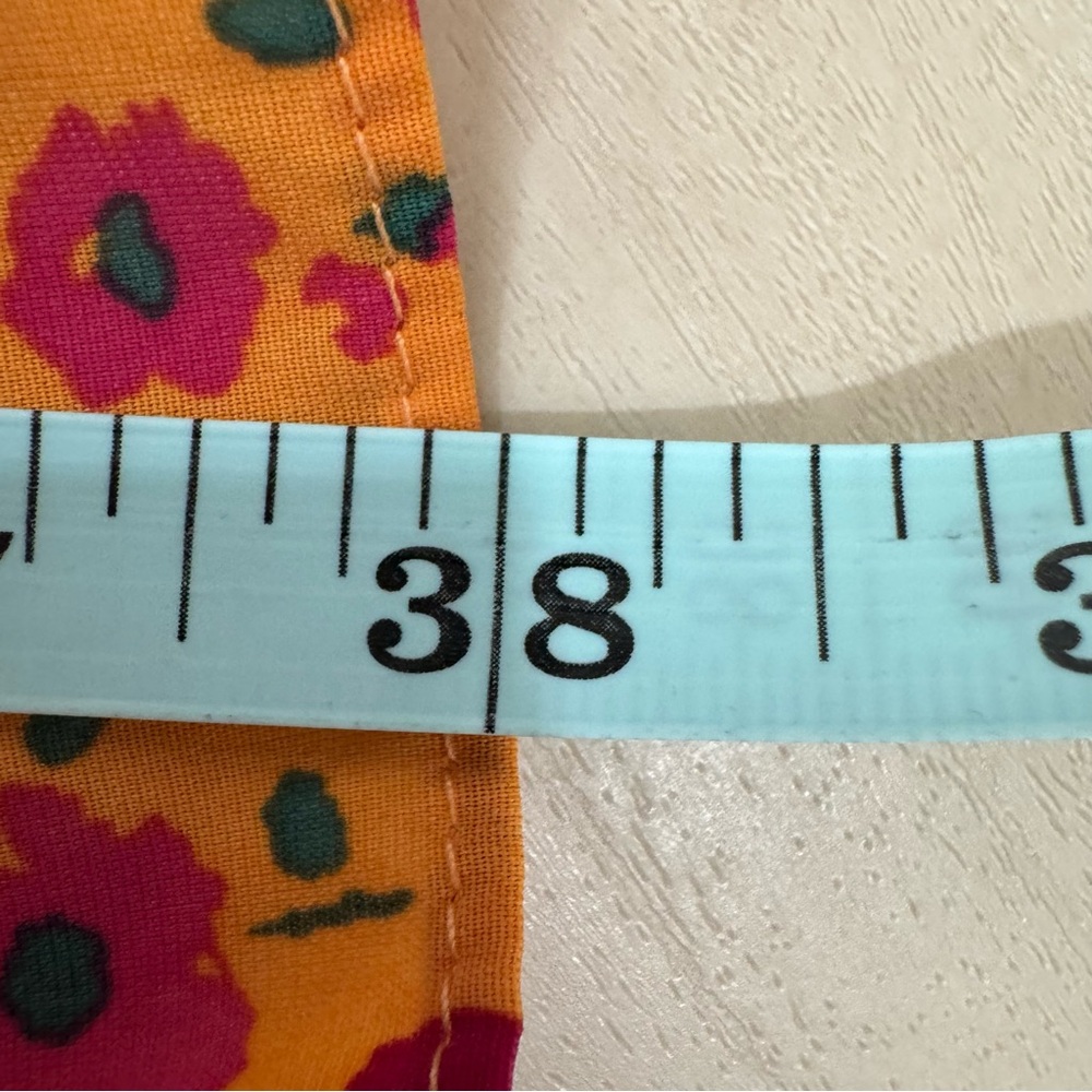 EUC Ivy City Co Bright Orange Pink Floral Pleated Dress Knee Length Women's 8 - Picture 13 of 14